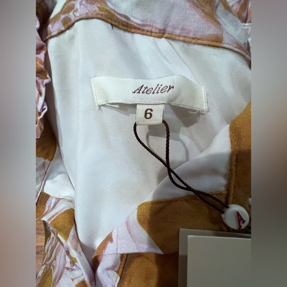 NWT Atelier New York Floral Print Midi Dress in Copper & Pink size 6 - Picture 10 of 11